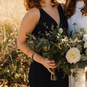 BHLDN Stella Sleeveless V-Neck Stretch Crepe Maxi Dress